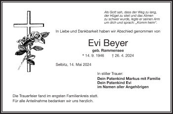 Traueranzeige von Evi Beyer von Frankenpost