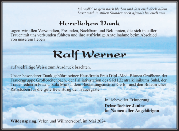 Traueranzeige von Ralf Werner von Südthüringer Presse