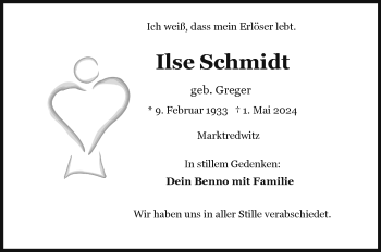 Traueranzeige von Ilse Schmidt von Frankenpost