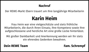 Traueranzeige von Karin Heim von Neue Presse Coburg