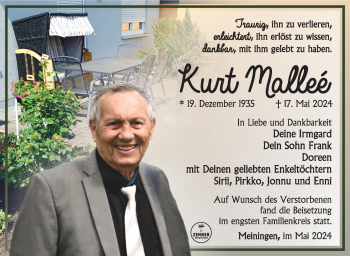 Traueranzeige von Kurt Malleé von Südthüringer Presse