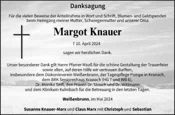 Traueranzeige von Margot Knauer von Neue Presse Coburg