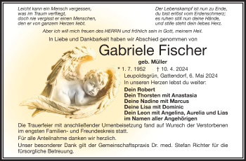 Traueranzeige von Gabriele Fischer von Frankenpost