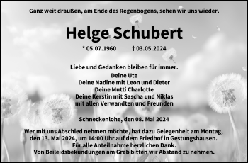 Traueranzeige von Helge Schubert von Neue Presse Coburg