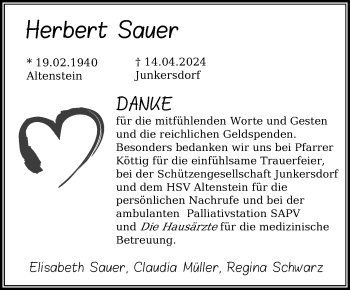 Traueranzeige von Herbert Sauer von Neue Presse Coburg