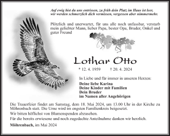 Traueranzeige von Lothar Otto von Südthüringer Presse