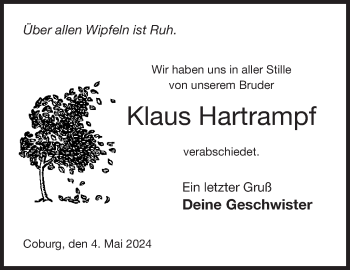 Traueranzeige von Klaus Hartrampf von Neue Presse Coburg