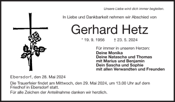 Traueranzeige von Gerhard Hetz von Neue Presse Coburg