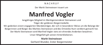 Traueranzeige von Manfred Vogler von Neue Presse Coburg