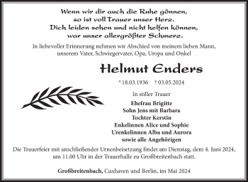 Traueranzeige von Helmut Enders von Südthüringer Presse