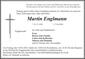 Traueranzeige von Martin Englmann von Frankenpost