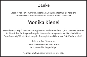 Traueranzeige von Monika Kienel von Südthüringer Presse