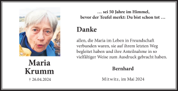 Traueranzeige von Maria Krumm von Neue Presse Coburg