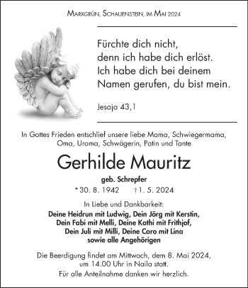 Traueranzeige von Gerhilde Mauritz von Frankenpost