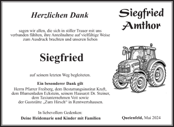 Traueranzeige von Siegfried Amthor von Südthüringer Presse