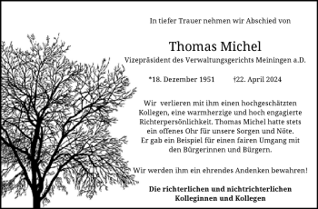 Traueranzeige von Thomas Michel von Südthüringer Presse