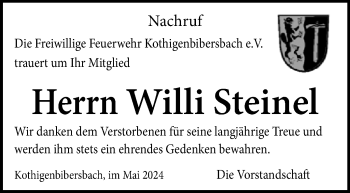 Traueranzeige von Willi Steinel von Frankenpost