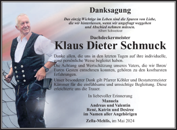 Traueranzeige von Klaus Schmuck von Südthüringer Presse