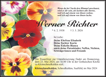 Traueranzeige von Werner Richter von Südthüringer Presse
