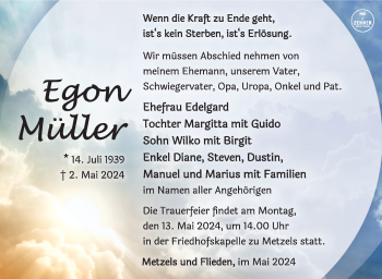 Traueranzeige von Egon Müller von Südthüringer Presse