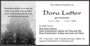 Traueranzeige von Dora Lutter von Südthüringer Presse