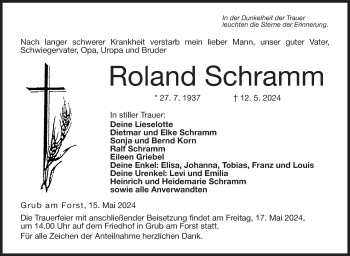 Traueranzeige von Roland Schramm von Neue Presse Coburg