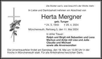 Traueranzeige von Herta Mergner von Frankenpost