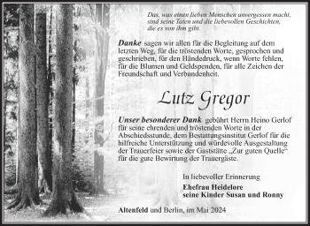 Traueranzeige von Lutz Gregor von Südthüringer Presse