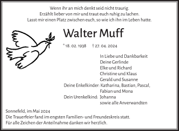 Traueranzeige von Walter Muff von Neue Presse Coburg