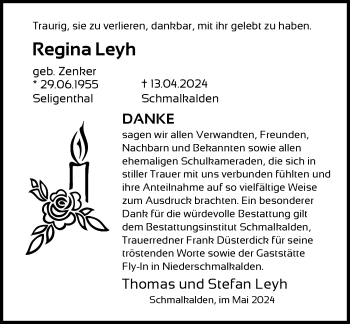 Traueranzeige von Regina Leyh von Südthüringer Presse