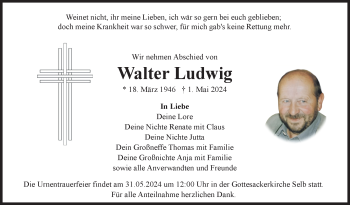 Traueranzeige von Walter Ludwig von Frankenpost