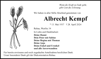 Traueranzeige von Albrecht Kempf von Frankenpost