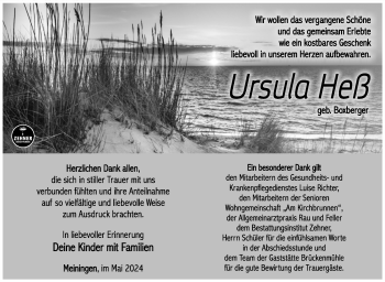 Traueranzeige von Ursula Heß von Südthüringer Presse