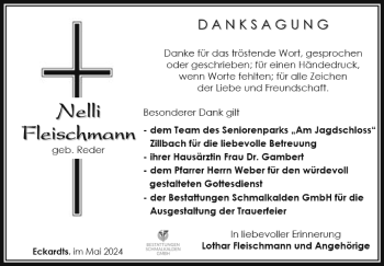 Traueranzeige von Nelli Fleischmann von Südthüringer Presse