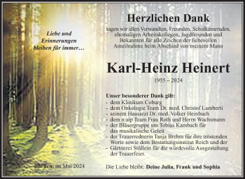 Traueranzeige von Karl-Heinz Heinert von Südthüringer Presse