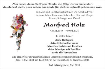 Traueranzeige von Manfred Holz von Südthüringer Presse
