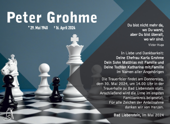 Traueranzeige von Peter Grohme von Südthüringer Presse