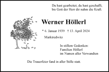 Traueranzeige von Werner Höllerl von Frankenpost