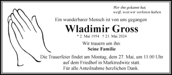 Traueranzeige von Wladimir Gross von Frankenpost