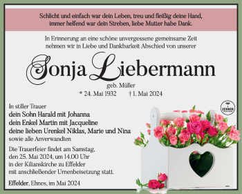 Traueranzeige von Sonja Liebermann von Südthüringer Presse