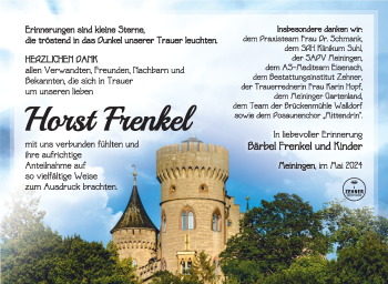 Traueranzeige von Horst Frenkel von Südthüringer Presse