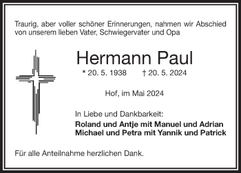 Traueranzeige von Hermann Paul von Frankenpost