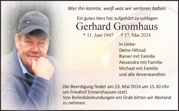 Traueranzeige von Gerhard Gromhaus von Neue Presse Coburg