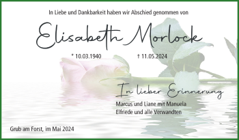 Traueranzeige von Elisabeth Molock von Neue Presse Coburg