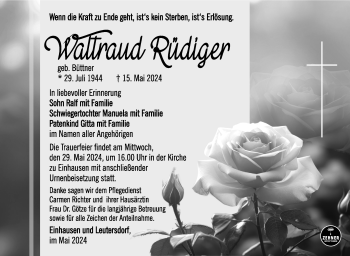 Traueranzeige von Waltraud Rüdiger von Südthüringer Presse