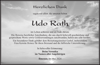 Traueranzeige von Udo Rath von Südthüringer Presse