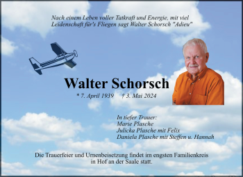 Traueranzeige von Walter Schorsch von Frankenpost