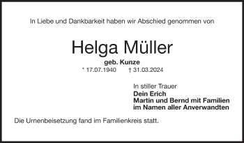 Traueranzeige von Helga Müller von Neue Presse Coburg