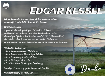 Traueranzeige von Edgar Kessel von Südthüringer Presse