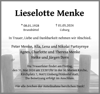 Traueranzeige von Lieselotte Menke von Neue Presse Coburg